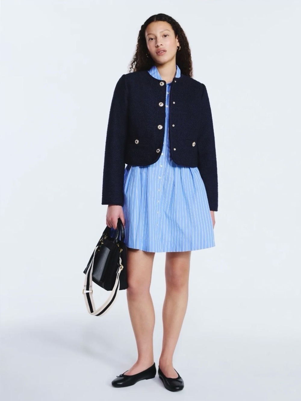 NWT! Free Assembly Classic Navy Bouclé Button Jacket. Large. - Picture 4 of 7